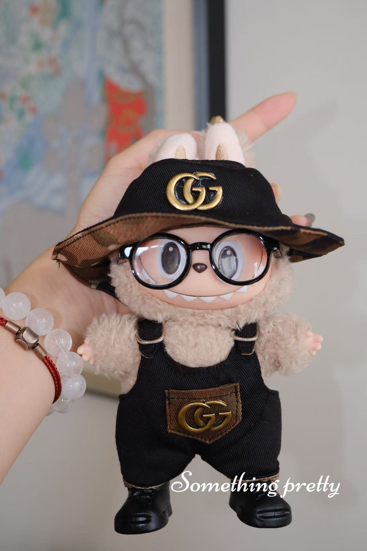 LABUBU CLOTH GUCCI BROWN & BLACK SUSPENDERS PANTS SET 0013